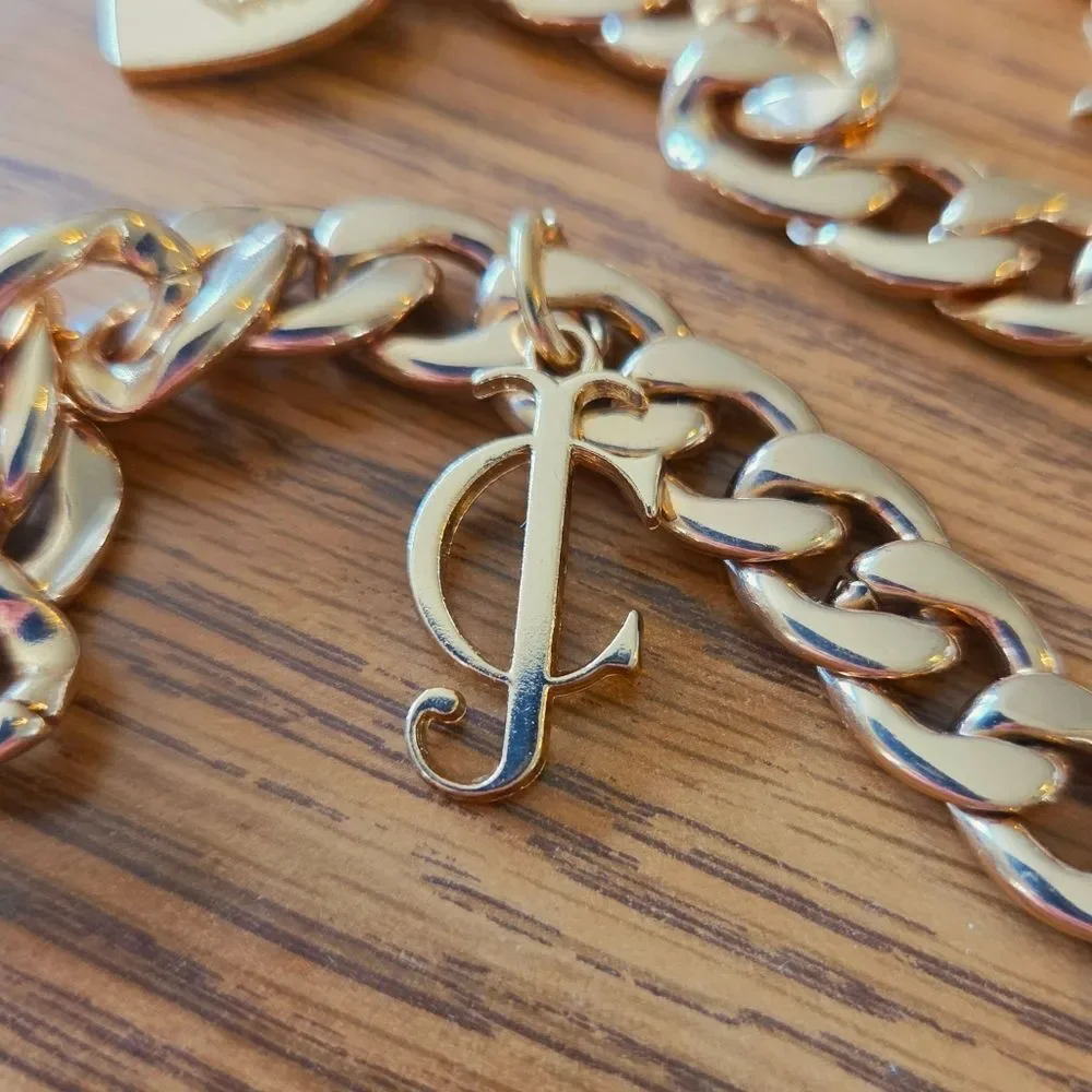 JUICY COUTURE Gold Chunky Link And Crystal Charm Belt BOLD ACCESSORIES!